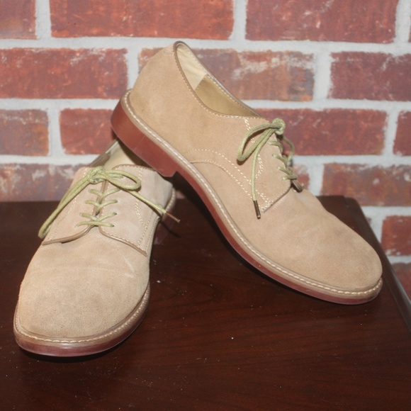 Bass Brockton Tan Suede Leather oxford shoes size 10.5M EUC - Picture 1 of 5